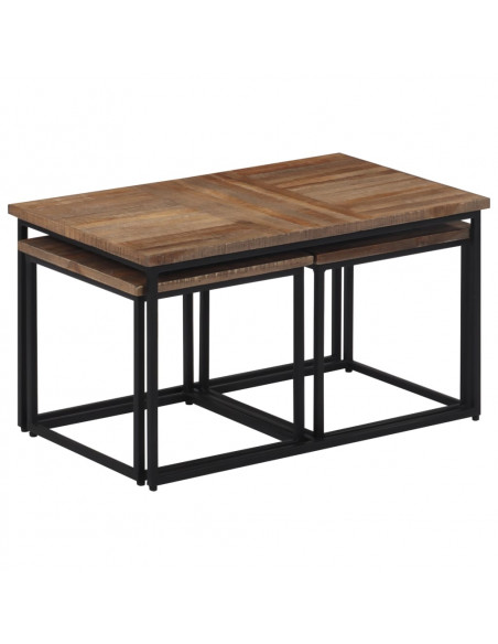 Tavolini a Incastro 3 pz in Legno Massello di Teak