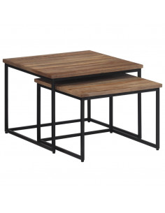 Tavolini a Incastro 2 pz in Legno Massello di Teak 2