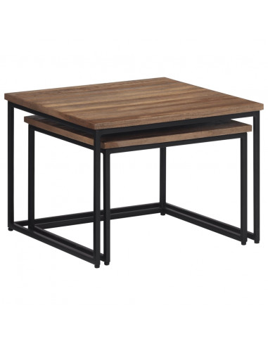 Tavolini a Incastro 2 pz in Legno Massello di Teak