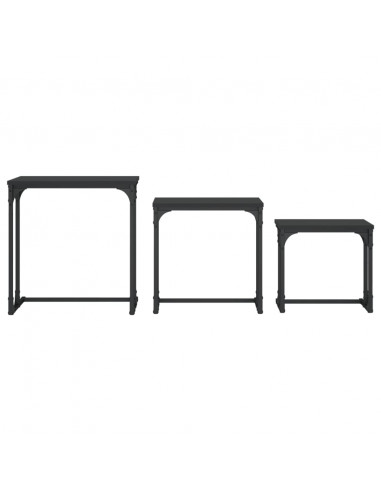 Tavolini Impilabili 3 pz Neri in Legno Multistrato