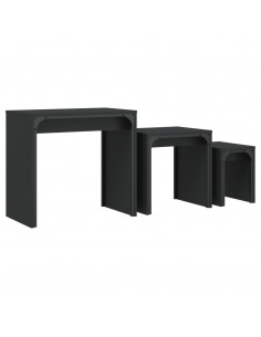 Tavolini Impilabili 3 pz Neri in Legno Multistrato 2