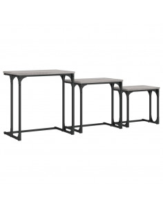 Tavolini Salotto Impilabili 3pz Grigio Sonoma Legno Multistrato 2