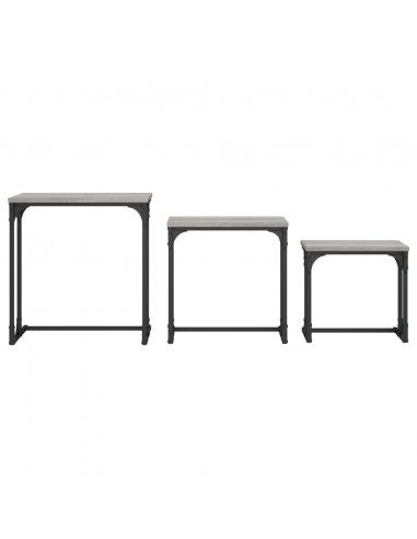 Tavolini Salotto Impilabili 3pz Grigio Sonoma Legno Multistrato