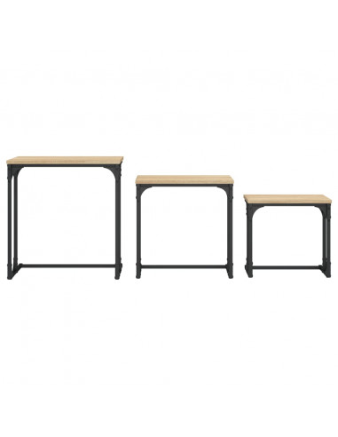 Tavolini Impilabili 3 pz Rovere Sonoma in Legno Multistrato