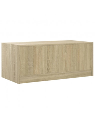 Tavolino da Salotto con Ante in Vetro Rovere Sonoma 102x50x42cm