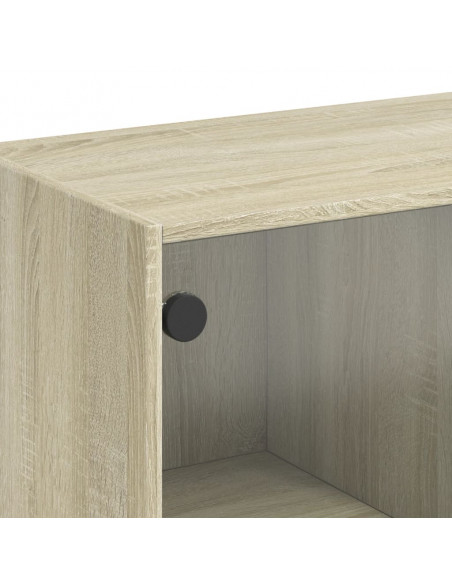 Tavolino da Salotto con Ante in Vetro Rovere Sonoma 102x50x42cm