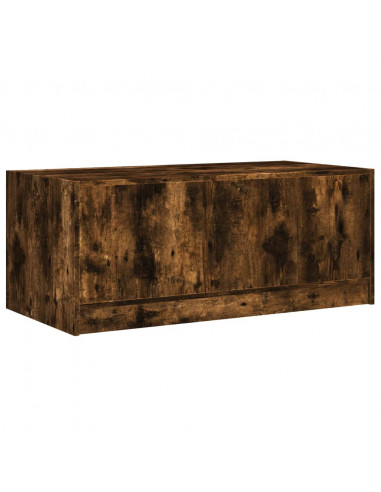 Tavolino da Salotto con Ante in Vetro Rovere Fumo 102x50x42 cm