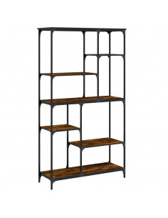 Libreria Rovere Fumo 99x35,5x176 cm Legno Multistrato e Acciaio 2
