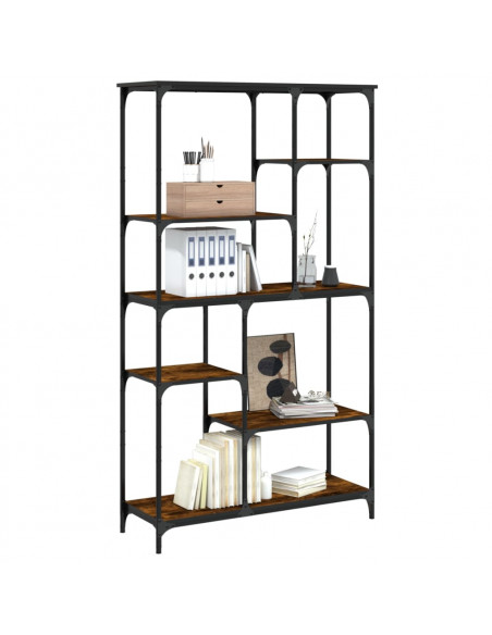 Libreria Rovere Fumo 99x35,5x176 cm Legno Multistrato e Acciaio