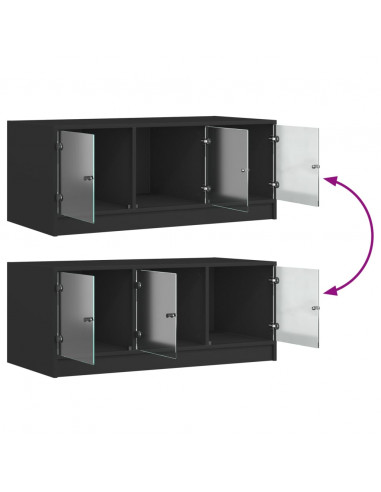 Tavolino da Salotto con Ante in Vetro Nero 102x50x42 cm