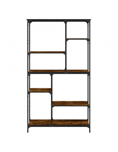 Libreria Rovere Fumo 99x35,5x176 cm Legno Multistrato e Acciaio