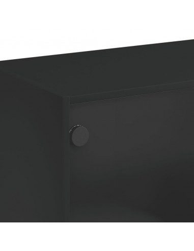 Tavolino da Salotto con Ante in Vetro Nero 102x50x42 cm