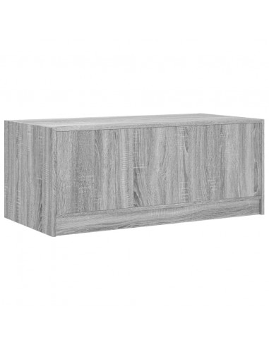 Tavolino da Salotto con Ante in Vetro Grigio Sonoma 102x50x42cm