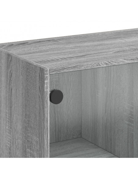 Tavolino da Salotto con Ante in Vetro Grigio Sonoma 102x50x42cm