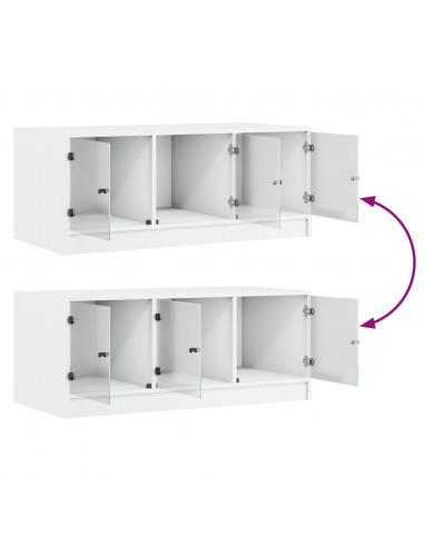 Tavolino da Salotto con Ante in Vetro Bianco 102x50x42 cm