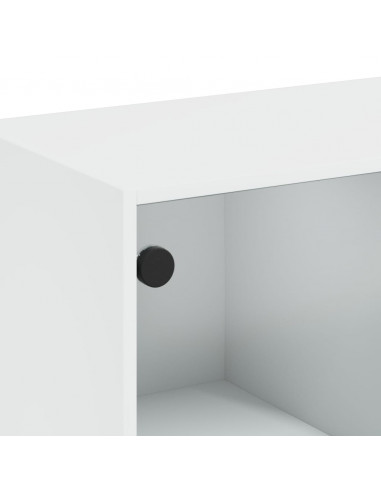 Tavolino da Salotto con Ante in Vetro Bianco 102x50x42 cm