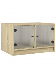 Tavolino da Salotto con Ante in Vetro Rovere Sonoma 68x50x42 cm 2