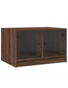 Tavolino da Salotto con Ante in Vetro Rovere Marrone 68x50x42cm 2