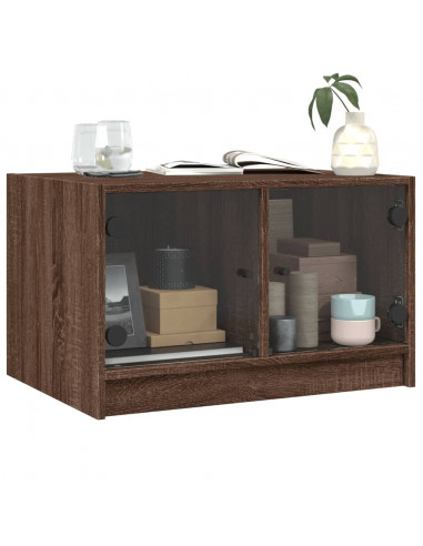 Tavolino da Salotto con Ante in Vetro Rovere Marrone 68x50x42cm
