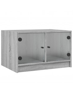 Tavolino da Salotto con Ante in Vetro Grigio Sonoma 68x50x42 cm 2