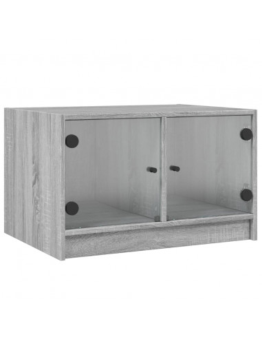 Tavolino da Salotto con Ante in Vetro Grigio Sonoma 68x50x42 cm