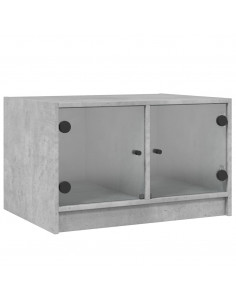 Tavolino da Salotto con Ante in Vetro Grigio Cemento 68x50x42cm 2