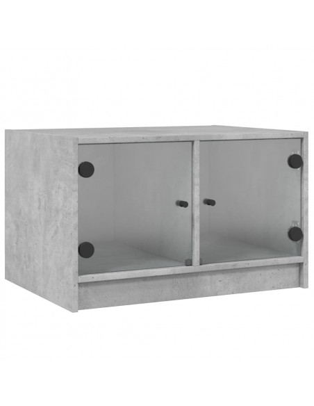 Tavolino da Salotto con Ante in Vetro Grigio Cemento 68x50x42cm