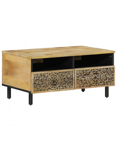 Tavolino da Salotto 80x54x40 cm in Legno Massello di Mango
