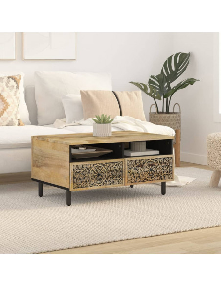 Tavolino da Salotto 80x54x40 cm in Legno Massello di Mango