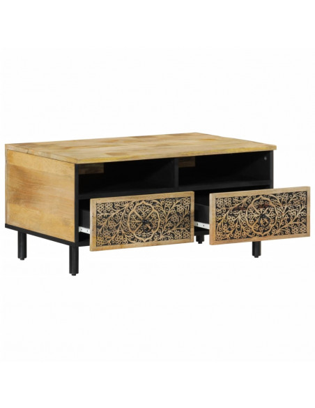 Tavolino da Salotto 80x54x40 cm in Legno Massello di Mango