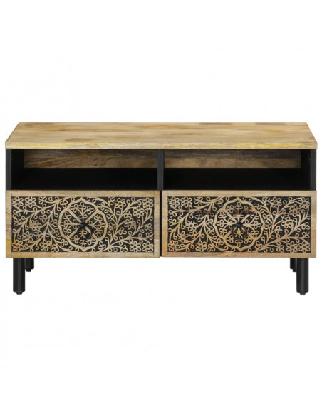 Tavolino da Salotto 80x54x40 cm in Legno Massello di Mango