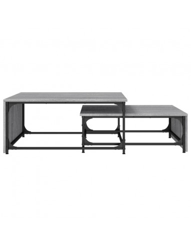 Tavolini Impilabili 2pz Grigio Sonoma in Multistrato e Metallo