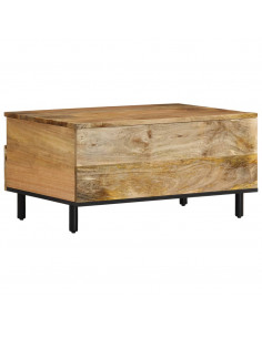 Tavolino da Salotto 80x54x40 cm in Legno Massello di Mango 2