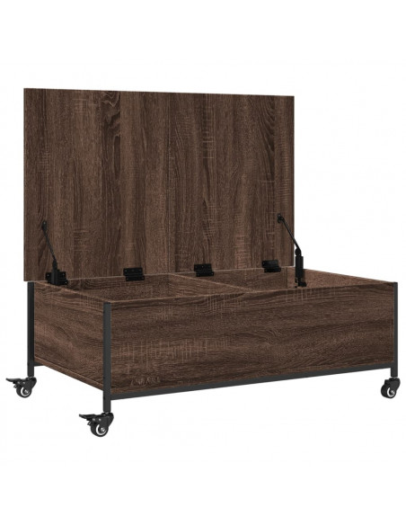 Tavolino con Ruote Rovere Marrone 91x55x34 cm Legno Multistrato