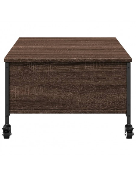 Tavolino con Ruote Rovere Marrone 91x55x34 cm Legno Multistrato