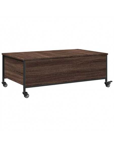 Tavolino con Ruote Rovere Marrone 91x55x34 cm Legno Multistrato