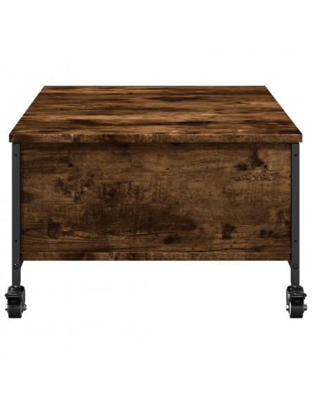 Tavolino con Ruote Rovere Fumo 91x55x34 cm in Legno Multistrato
