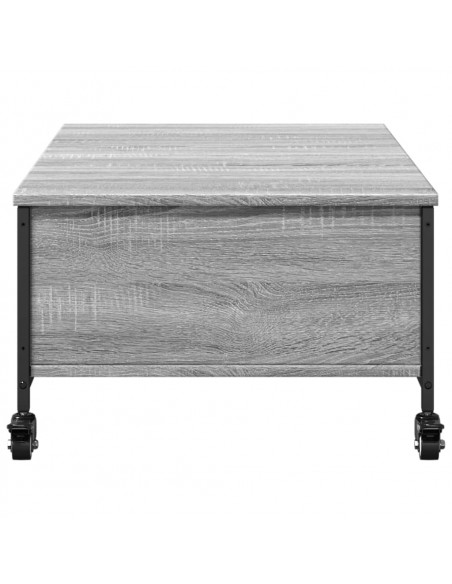 Tavolino con Ruote Grigio Sonoma 91x55x34 cm Legno Multistrato