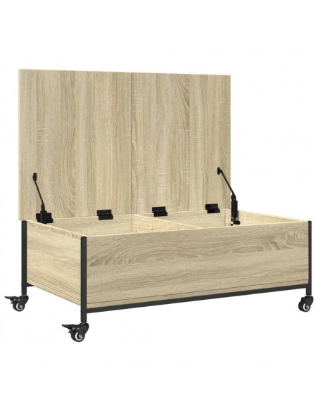 Tavolino con Ruote Rovere Sonoma 91x55x34 cm Legno Multistrato
