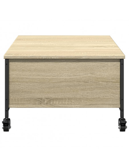 Tavolino con Ruote Rovere Sonoma 91x55x34 cm Legno Multistrato