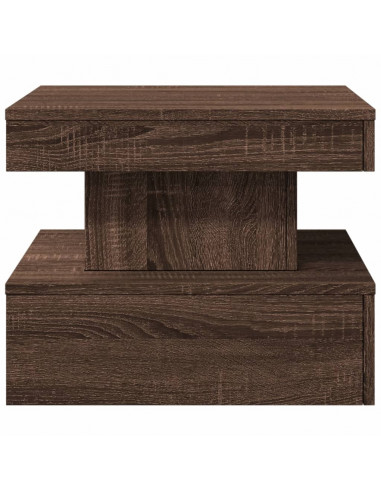 Tavolino da Salotto con Luci LED Rovere Marrone 50x50x40 cm
