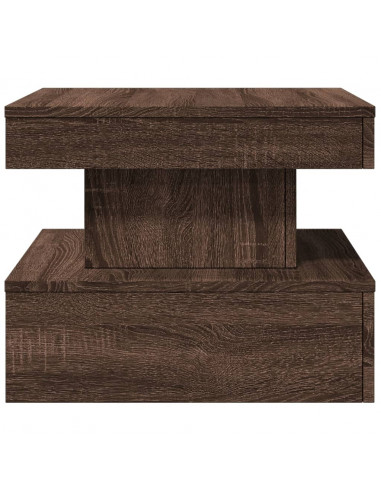 Tavolino da Salotto con Luci LED Rovere Marrone 50x50x40 cm