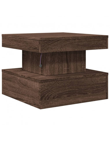 Tavolino da Salotto con Luci LED Rovere Marrone 50x50x40 cm