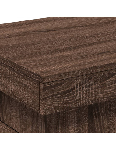 Tavolino da Salotto con Luci LED Rovere Marrone 50x50x40 cm