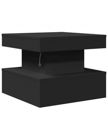 Tavolino da Salotto con Luci LED Nero 50x50x40 cm