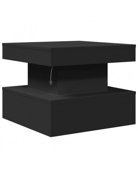 Tavolino da Salotto con Luci LED Nero 50x50x40 cm