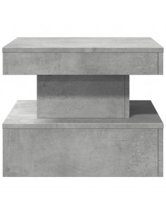 Tavolino da Salotto con Luci LED Grigio Cemento 50x50x40 cm 2