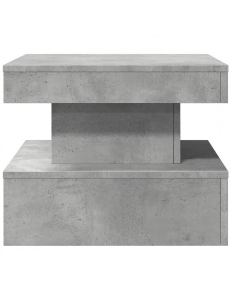 Tavolino da Salotto con Luci LED Grigio Cemento 50x50x40 cm