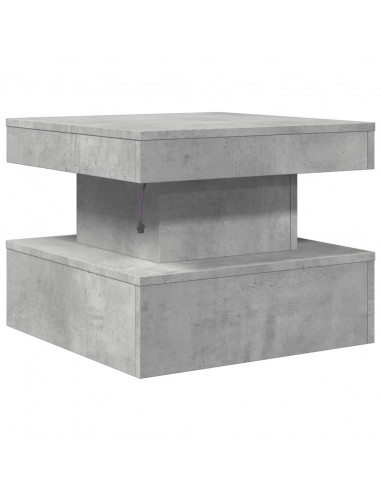 Tavolino da Salotto con Luci LED Grigio Cemento 50x50x40 cm