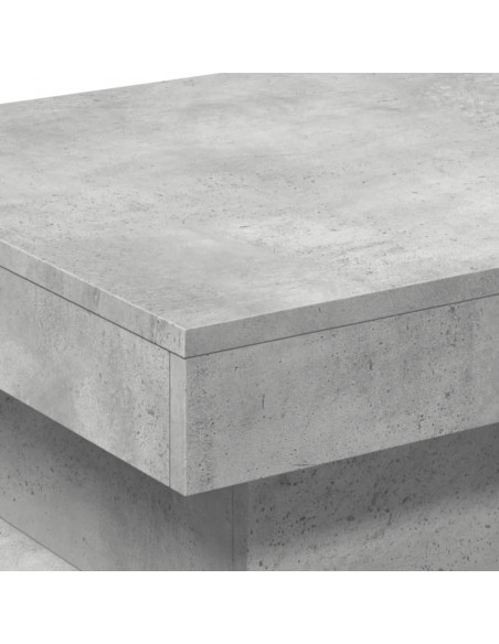 Tavolino da Salotto con Luci LED Grigio Cemento 50x50x40 cm